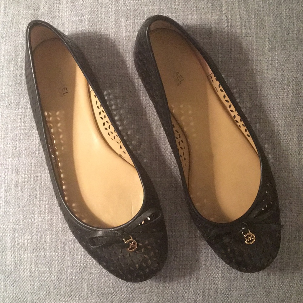 Black Leather Michael Kors Flats